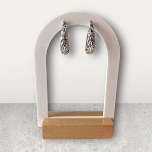 Hollow Silver Hoop Earring
